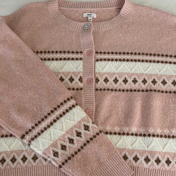 Aerie fuzzy Pink Patterned Women's Sweater - Picture 6 of 14